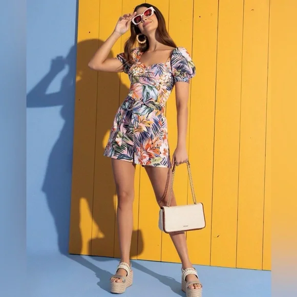 Ela Colombia Tropical Print Cotton Romper